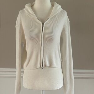 Elegant White Women's Zip-Up Hoodie OS
